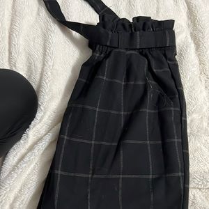 Black plaid dress pants.